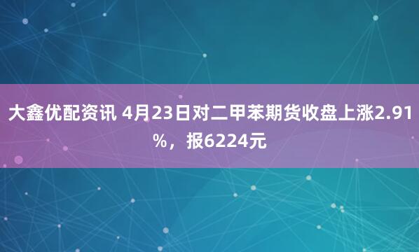 大鑫优配资讯 4月23日对二甲苯期货收盘上涨2.91%，报6224元
