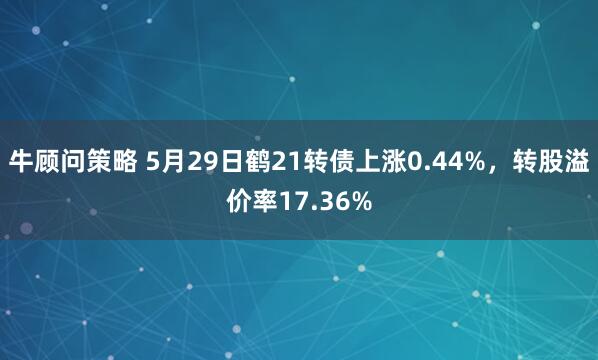 牛顾问策略 5月29日鹤21转债上涨0.44%，转股溢价率17.36%