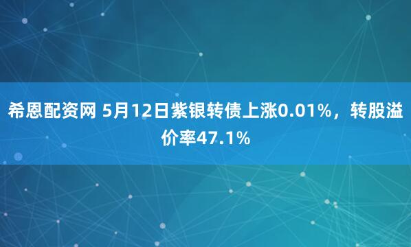 希恩配资网 5月12日紫银转债上涨0.01%，转股溢价率47.1%