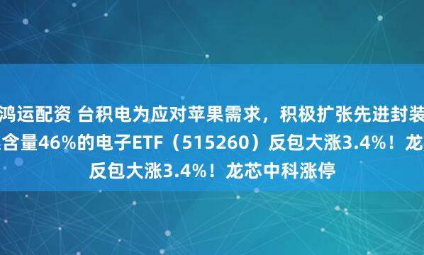 鸿运配资 台积电为应对苹果需求，积极扩张先进封装产能！果链含量46%的电子ETF（515260）反包大涨3.4%！龙芯中科涨停